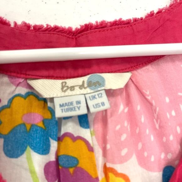 Boden Bright Floral Print Swimsuit Cover Up 100% Cotton Women's Size 8 - Picture 3 of 5